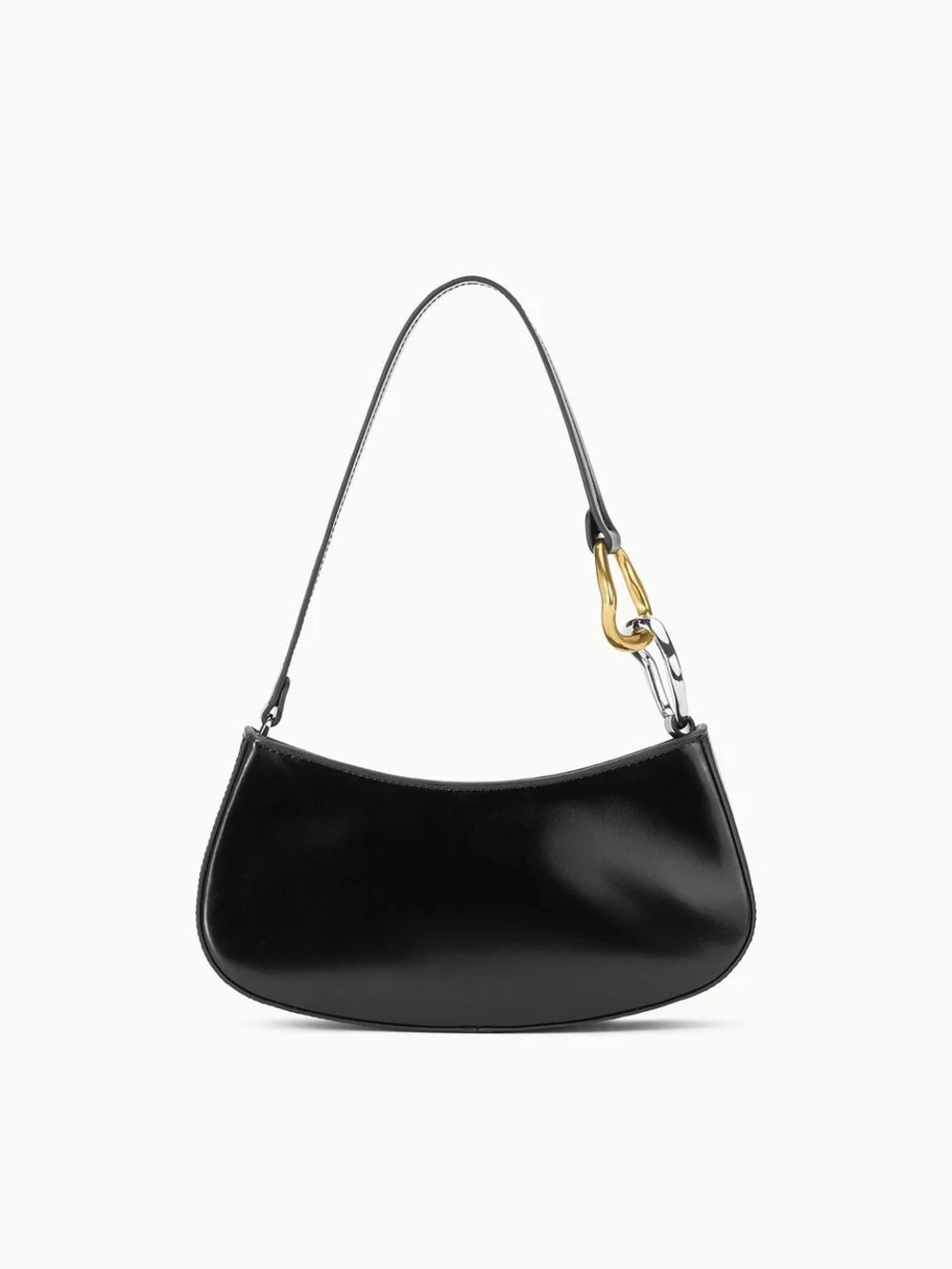 Staud Ollie Black Shoulder Bag with Gold & Silver Hardware